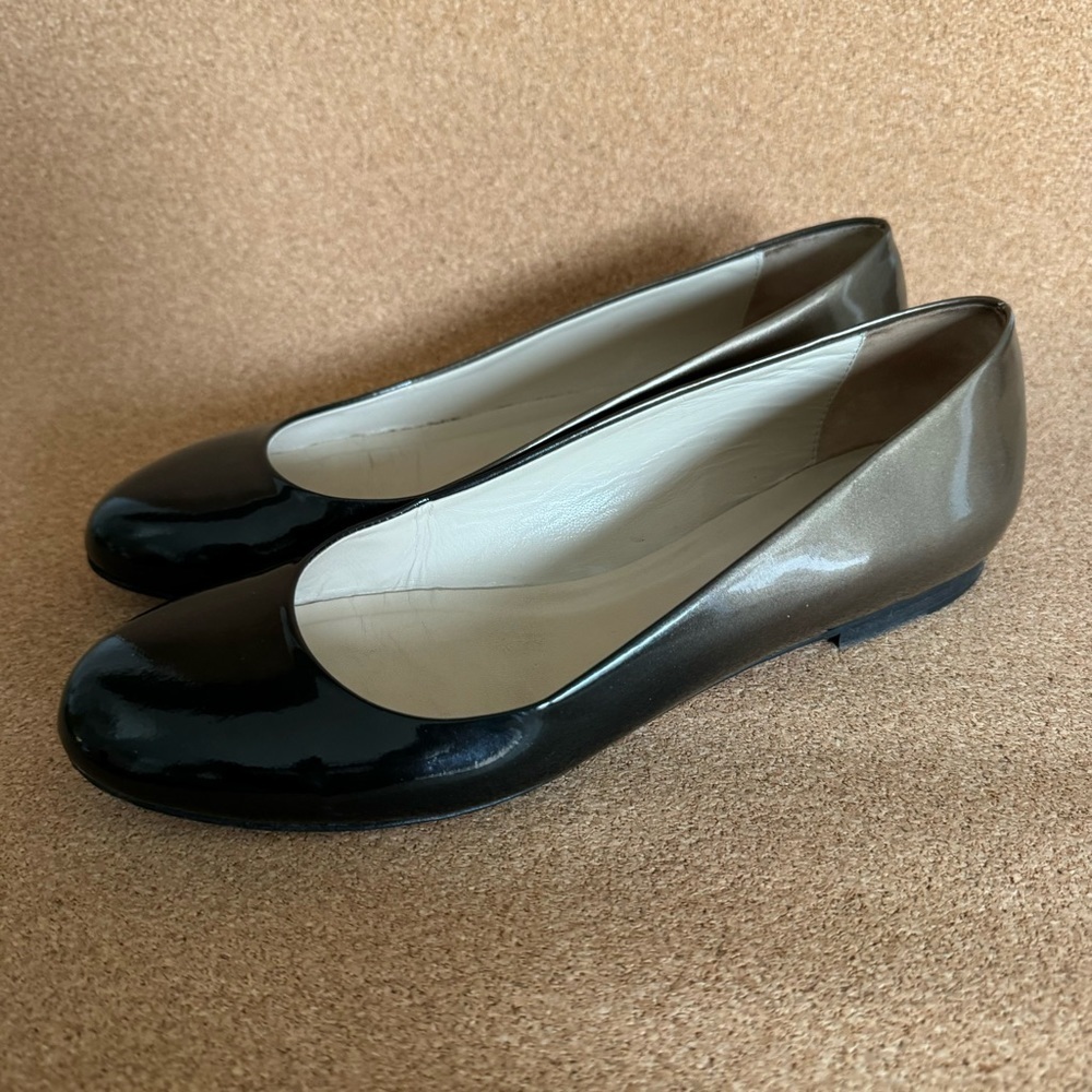 M. Gemi Black Gold Tan Ombré Patent leather Flats Size Eu 38 Us 7.5 - Picture 9 of 16